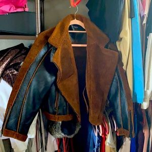 Nasty gal pleather and fur jacket size Small